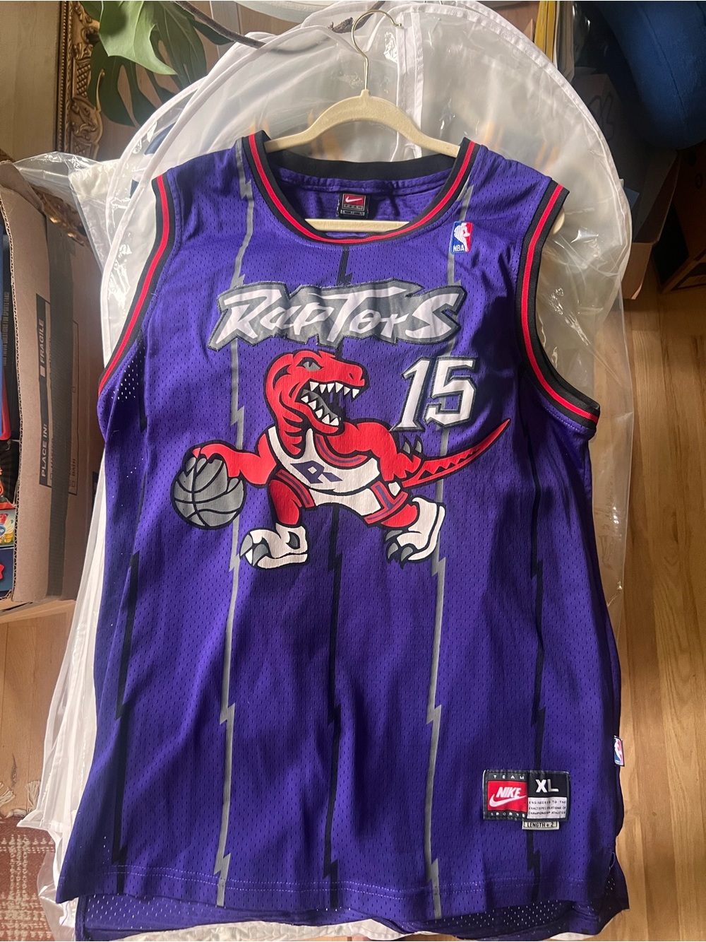 Vintage Vince Carter Toronto Raptors Nike Jersey Purple Dino Y2K Size XL